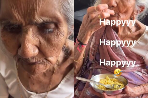 100-year-old woman enjoys Maggi