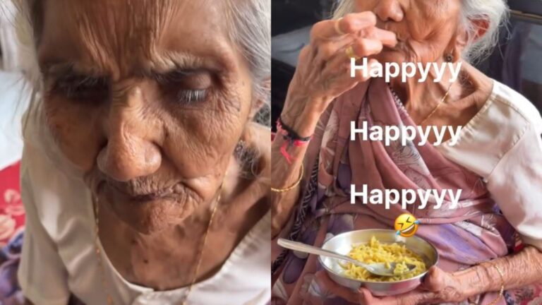 100-year-old woman enjoys Maggi