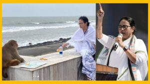 Mamata Banerjee seen with monkey
