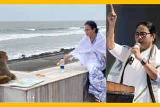 Mamata Banerjee seen with monkey