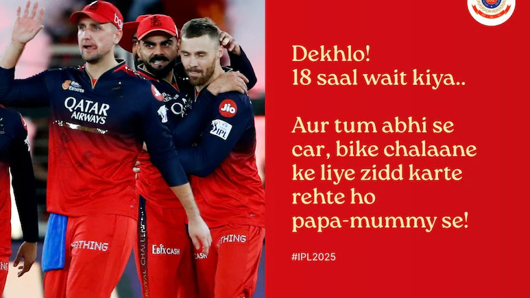 Delhi police viral message after RCB win